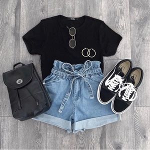 Shorts - High Waisted Denim Shorts Shorts - High Waisted Denim Shorts